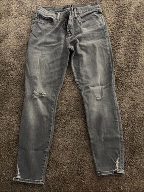 Lucky Brand Ava Mid Rise Skinny Jean Women's Gray Distressed Skinny Jeans